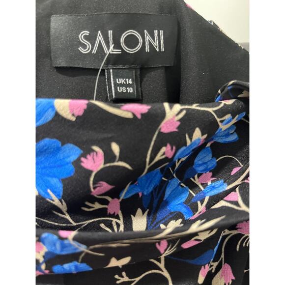 SALONI Tricia Off-the-Shoulder Silk Floral Ruffled Dress Sz 10 - Picture 4 of 9